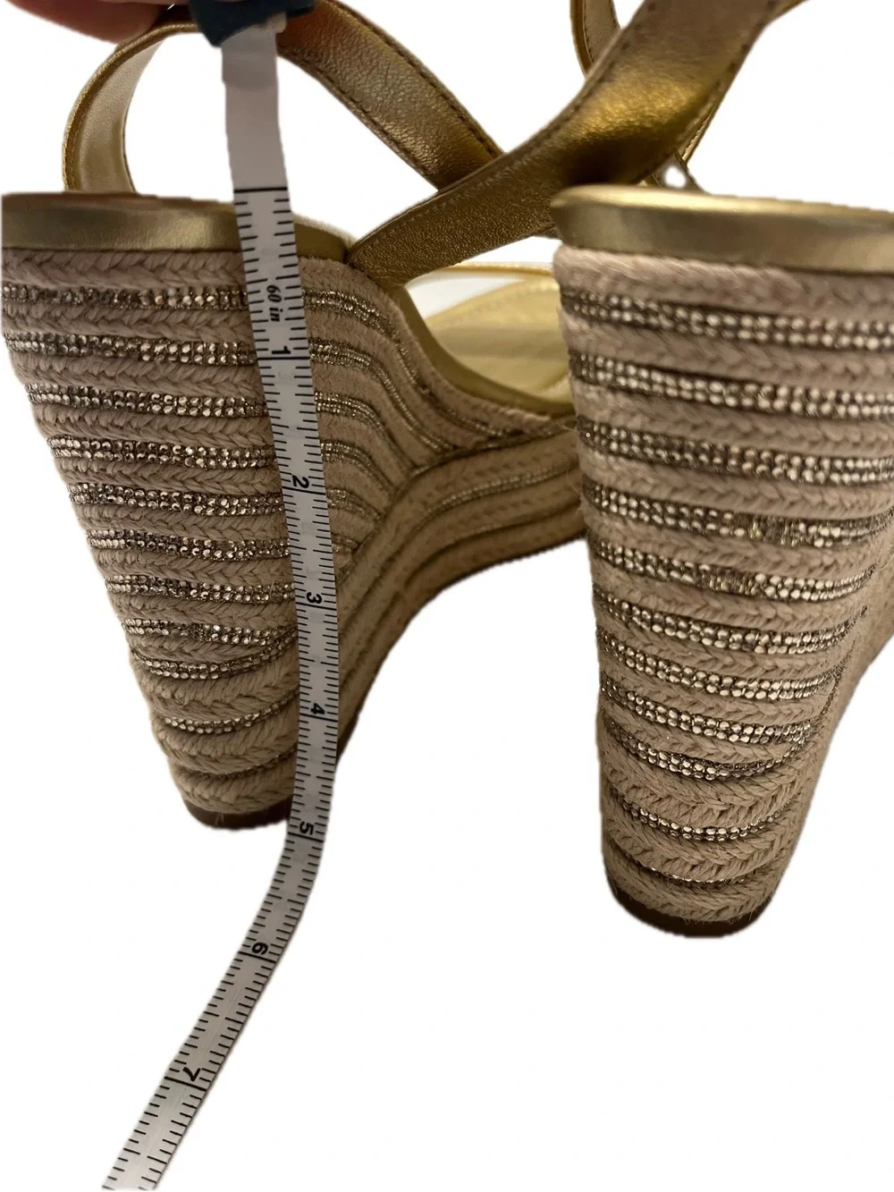 Michael Kors Metallic Gold Espadrille Wedge Sandals Platforms Women’s Size 8.